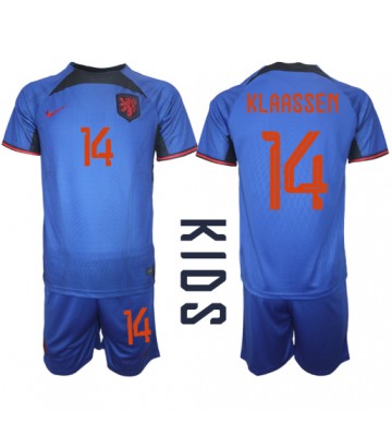 Maillot de foot Pays-Bas Davy Klaassen #14 Extérieur enfant Monde 2022 Manches Courte (+ pantalon court)